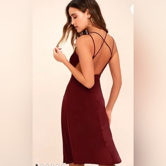 - - Lulús Wine Red Midi Dress - Picture 2 of 8